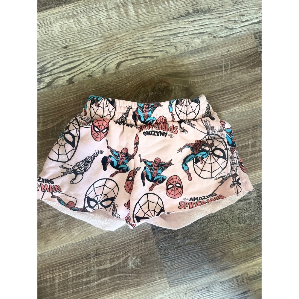Marvel The Amazing Spider-Man Pink Fleece Lounge Shorts Womens Small SM Comic